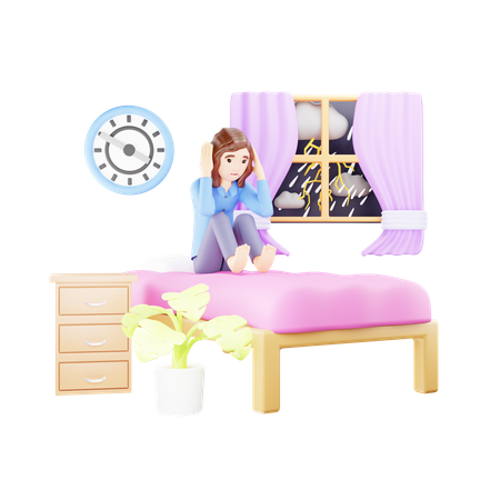 Femme qui a peur du tonnerre et de la foudre  3D Icon
