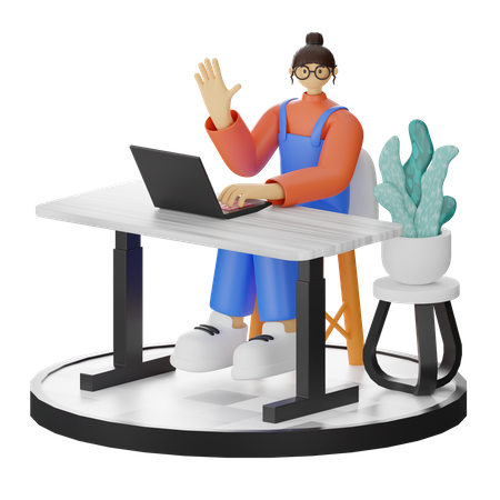Femme qui dit bonjour  3D Icon