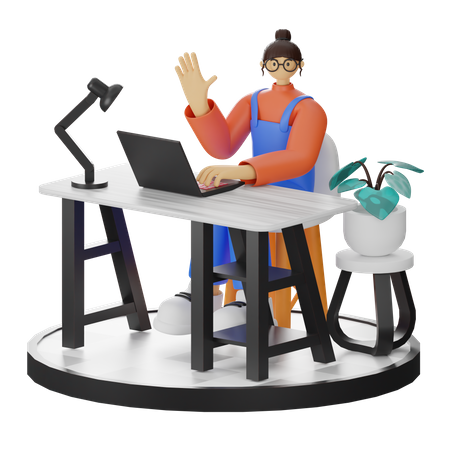 Femme qui dit bonjour  3D Icon