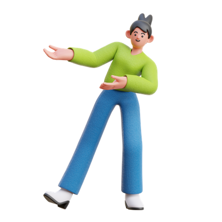 Femme qui fait la bienvenue  3D Icon