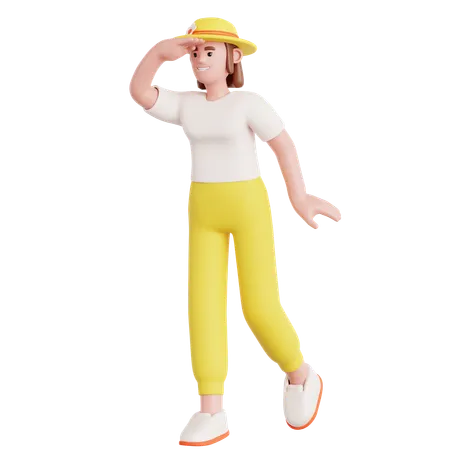 Femme regardant au loin  3D Illustration