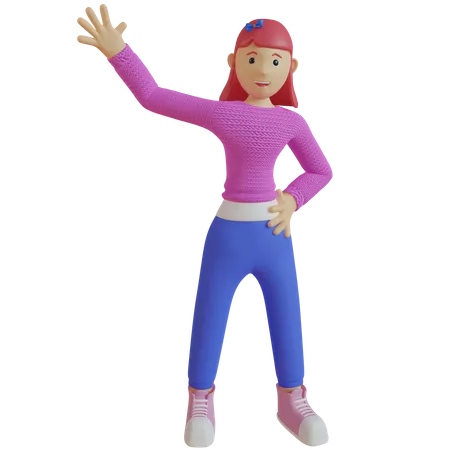 Femme agitant la main  3D Illustration