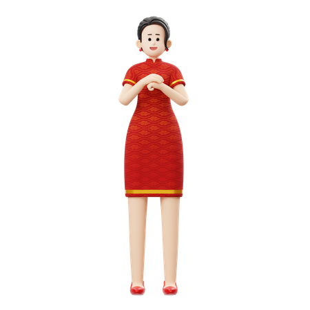 Femme, salutation  3D Icon
