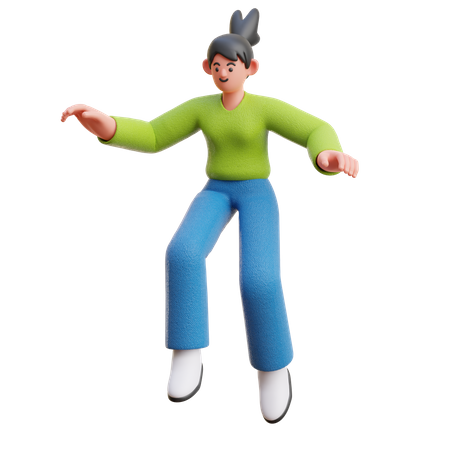 Femme sautant  3D Illustration