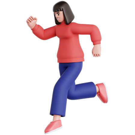 Femme sautant  3D Illustration