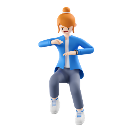 Femme sautant en dansant  3D Illustration