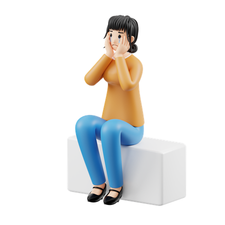 Femme se sentant triste  3D Illustration