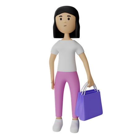 Femme, Shopping  3D Illustration