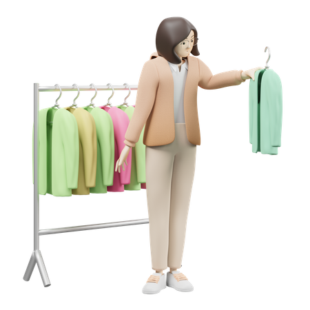 Femme faisant du shopping au supermarché  3D Illustration