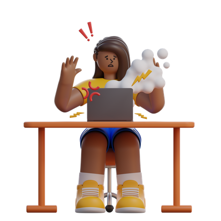 Femme sous charge de travail  3D Illustration