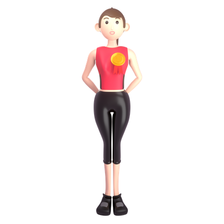 Femme sportive à succès  3D Illustration