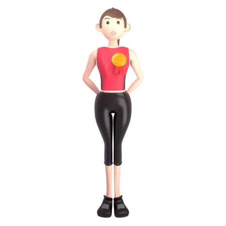 Femme sportive à succès  3D Illustration