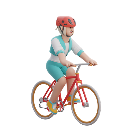 Femme faisant du vélo  3D Illustration