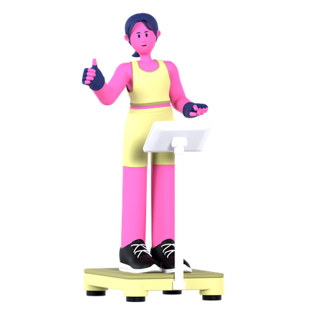 Femme sur une balance de poids  3D Illustration