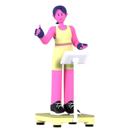 Femme sur une balance de poids  3D Illustration