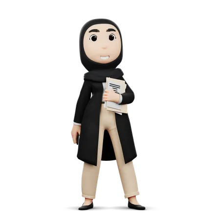 Femme tenant des fichiers de bureau  3D Illustration