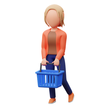 Femme tenant un panier  3D Illustration