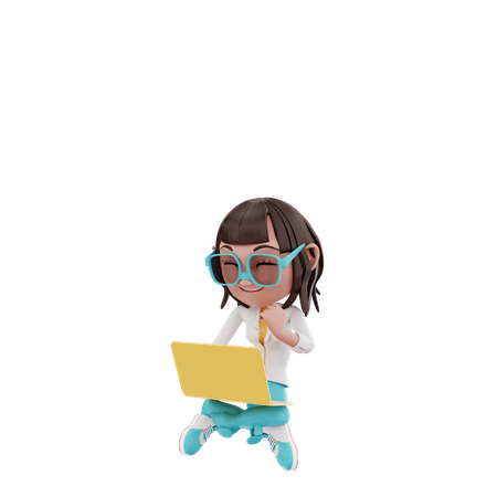 Femme utilisant un ordinateur portable  3D Icon