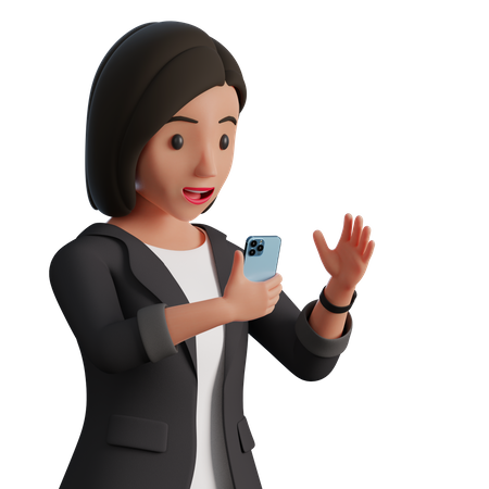 Femme utilisant un téléphone portable  3D Illustration