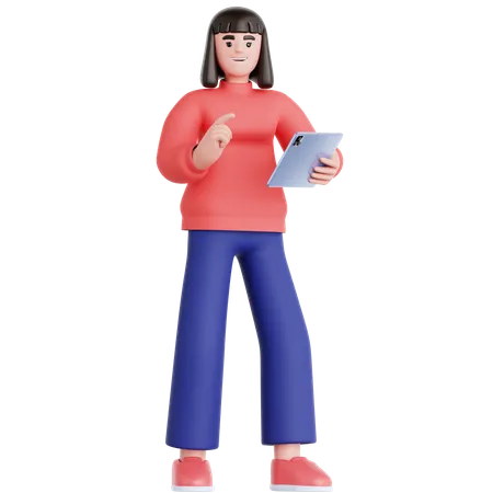 Femme utilisant une tablette  3D Illustration