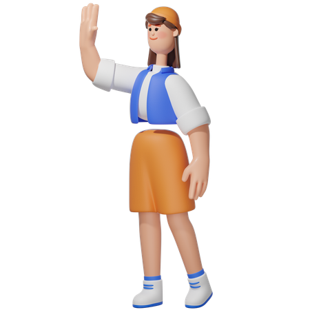 Femmes avec la pose du high five  3D Illustration