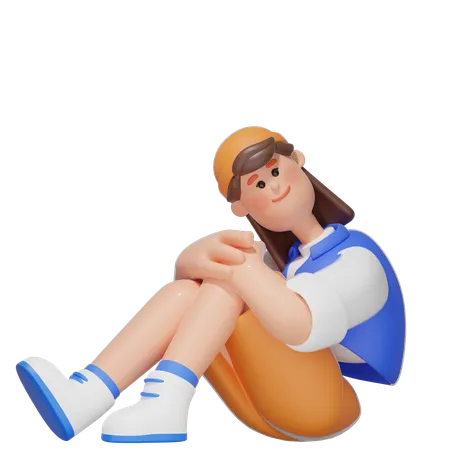 Femmes en position assise  3D Illustration