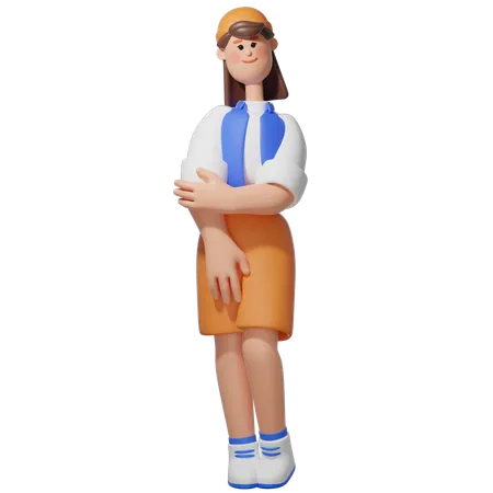 Pose de femmes timides  3D Illustration