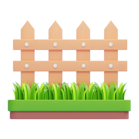 Fence and Grass  3D Icon