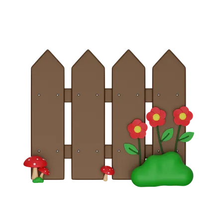 Fence With Flower  3D Icon