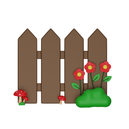 Fence With Flower  3D Icon