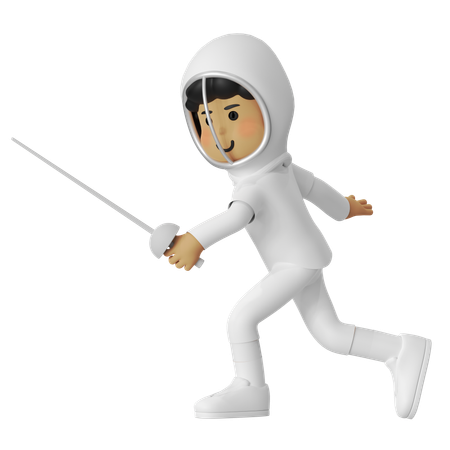 Fencing en garde boy  3D Illustration