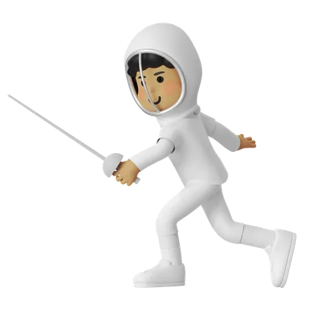 Fencing En Garde Boy 3D Illustration