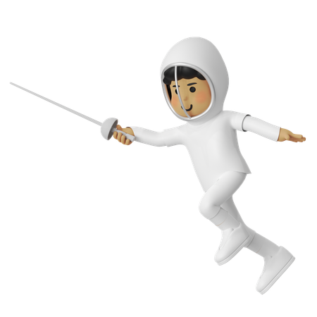 フェンシング 突進 少年  3D Illustration