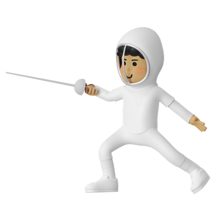 Fencing Riposte Boy  3D Illustration