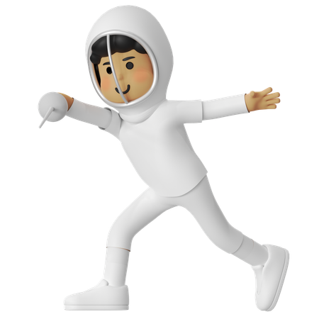 Fencing Sabre Boy  3D Illustration