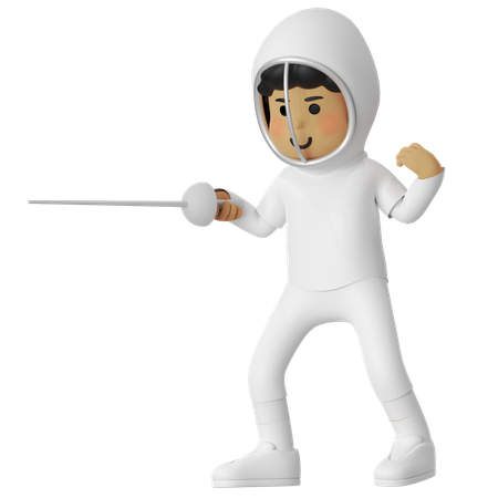 Fencing Stance Boy  3D Illustration