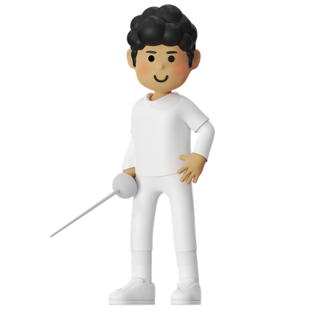 Fencing Steady Pose Boy  3D Icon