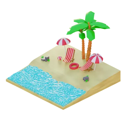 Férias de verão  3D Illustration