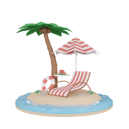 Feriado de Praia  3D Illustration