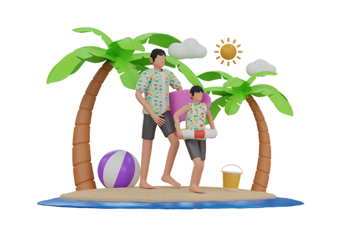 Férias na praia  3D Illustration
