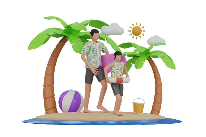 Férias na praia  3D Illustration