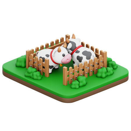 Ferme de vaches  3D Icon