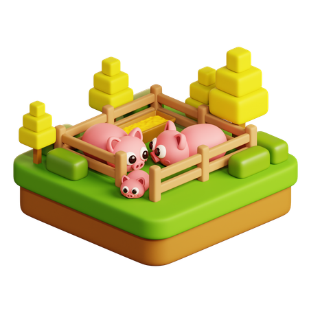 Ferme porcine  3D Icon