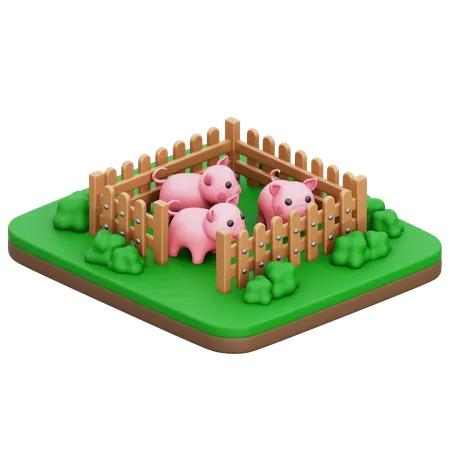 Ferme porcine  3D Icon