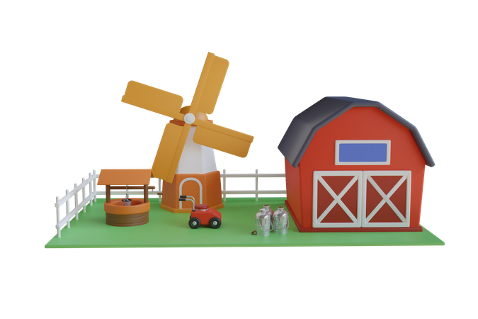 Ferme rurale  3D Illustration