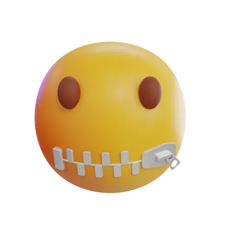 Emoji bouche zippée  3D Icon