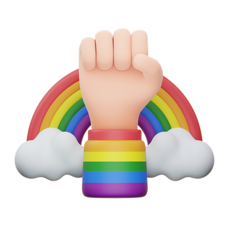 Fest Hand With Rainbow  3D Icon