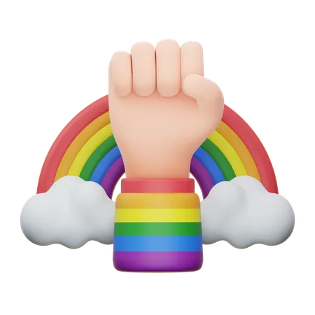 Fest Hand With Rainbow  3D Icon