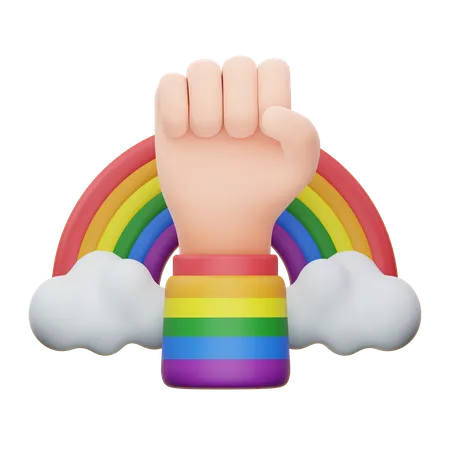 Main de fête avec arc-en-ciel  3D Icon