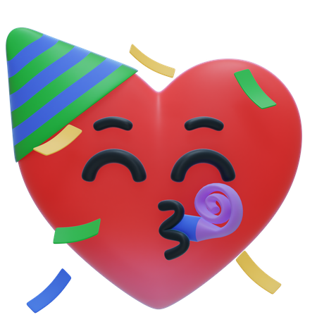 Emoji de festa de coração  3D Icon